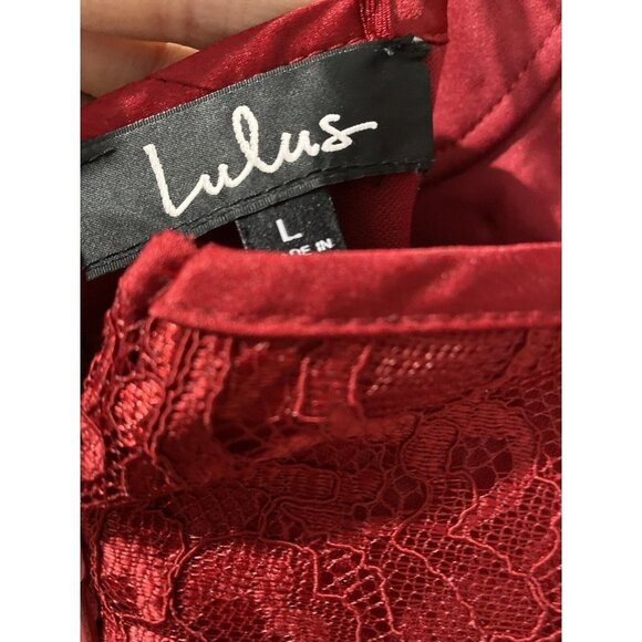 Lulus Lucy Wine Red MIDI Lace Bustier Dress Size L - Picture 10 of 13